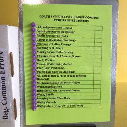 Magnetic Clipboard: Coach’s Checklist of Beginners’ Common Errors